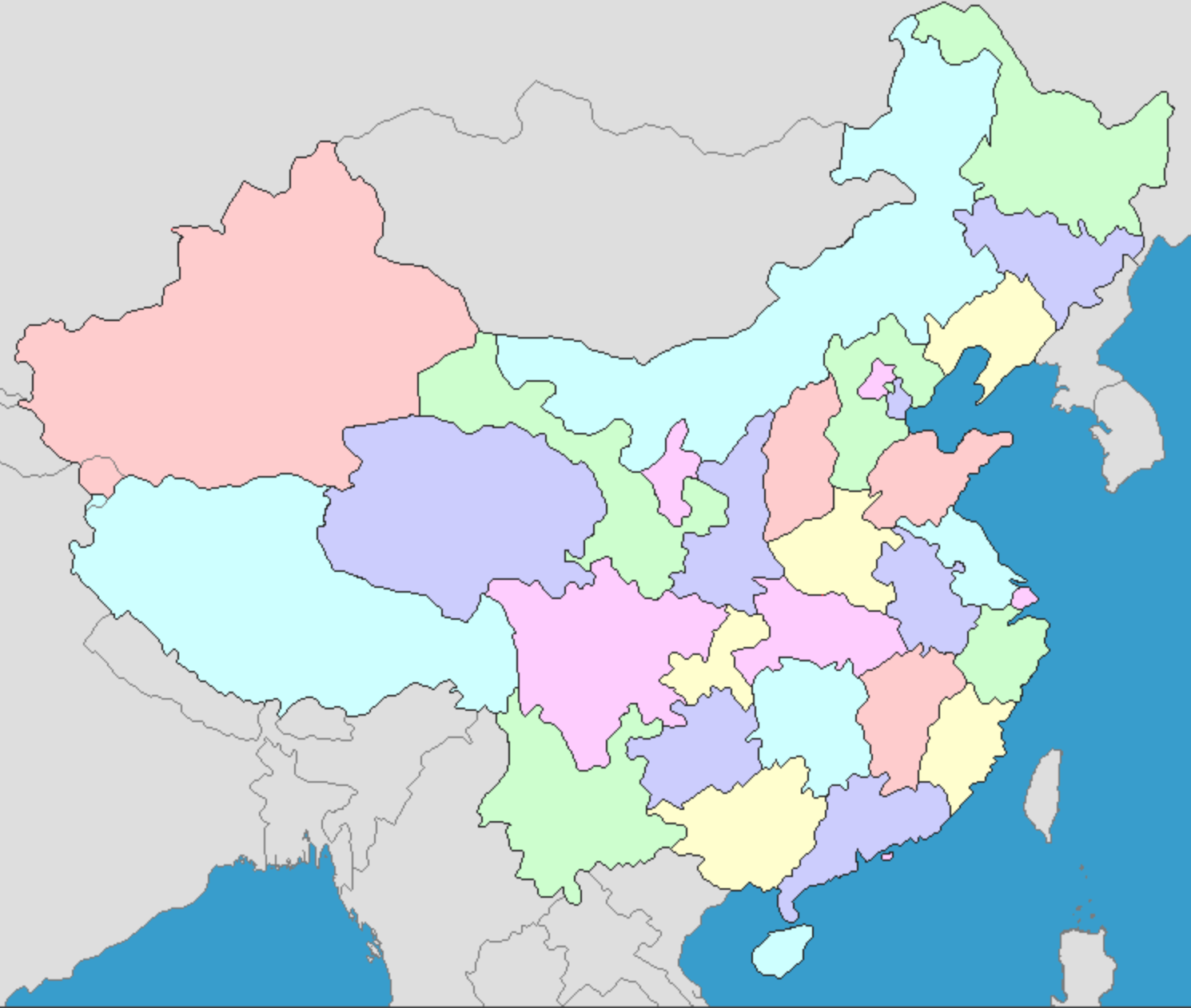 China provinces. Карта Китая. Map of Chinese Provinces. Карта Китая 1960.